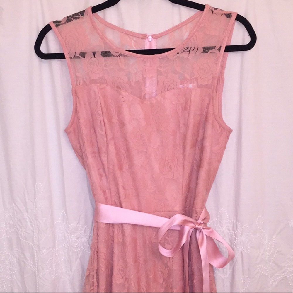 🎀Blush pink lace dress w/ satin bow🎀